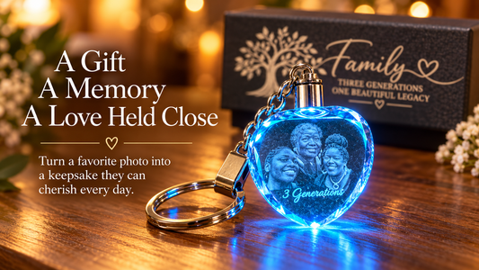 Personalized Light-Up Heart Photo Keychain