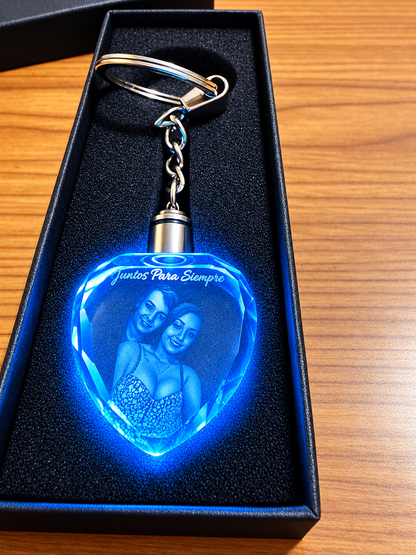 Personalized Light-Up Heart Photo Keychain