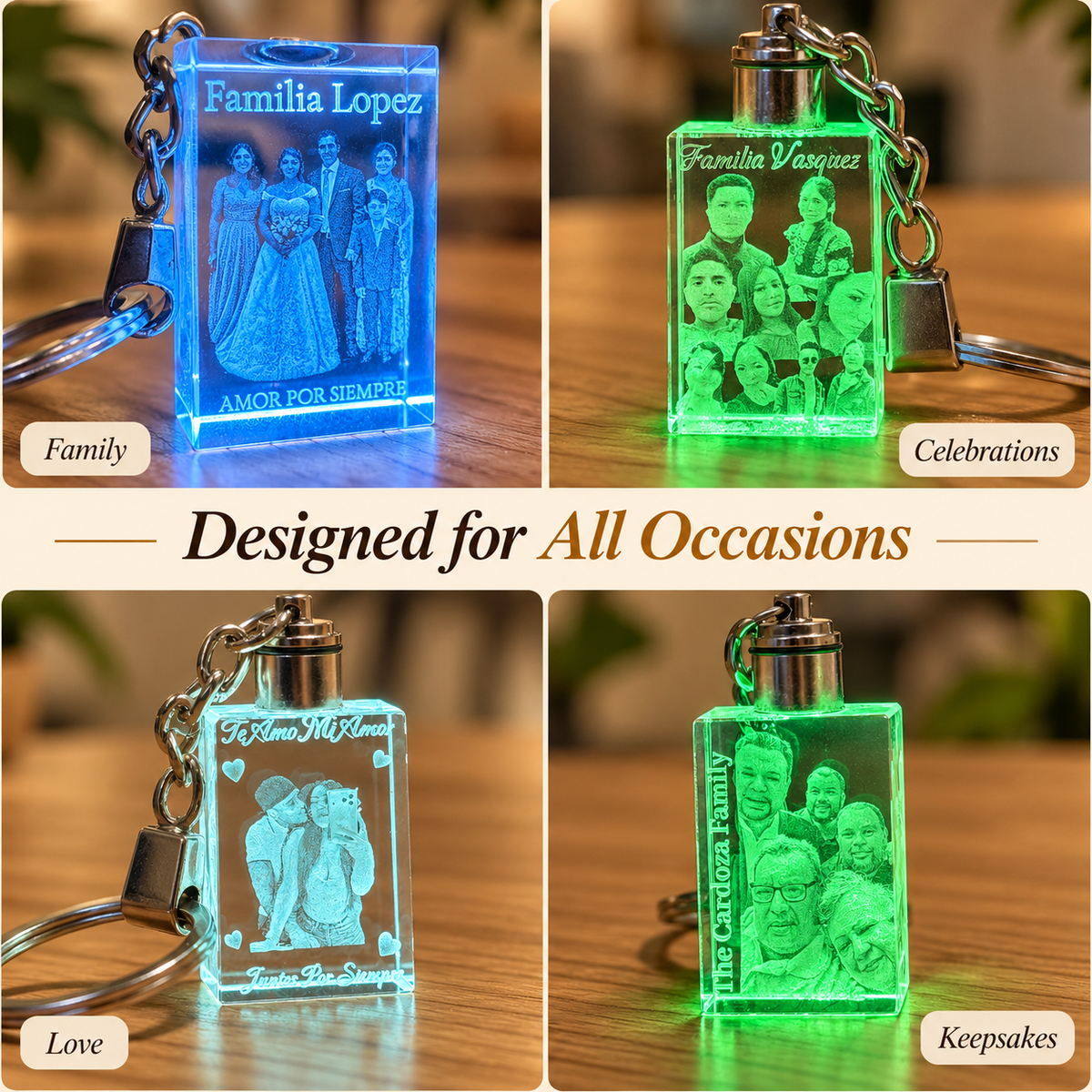 Personalized Light-Up Rectangle Photo Keychain